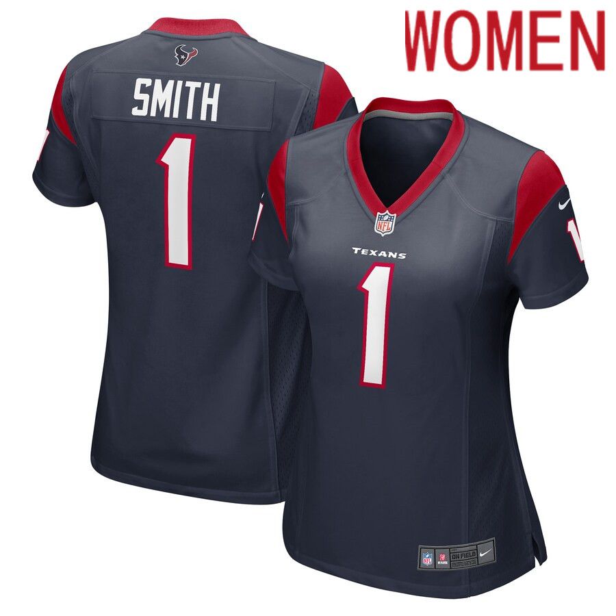 Women Houston Texans 1 Tremon Smith Nike Navy Team Game Player NFL Jersey
